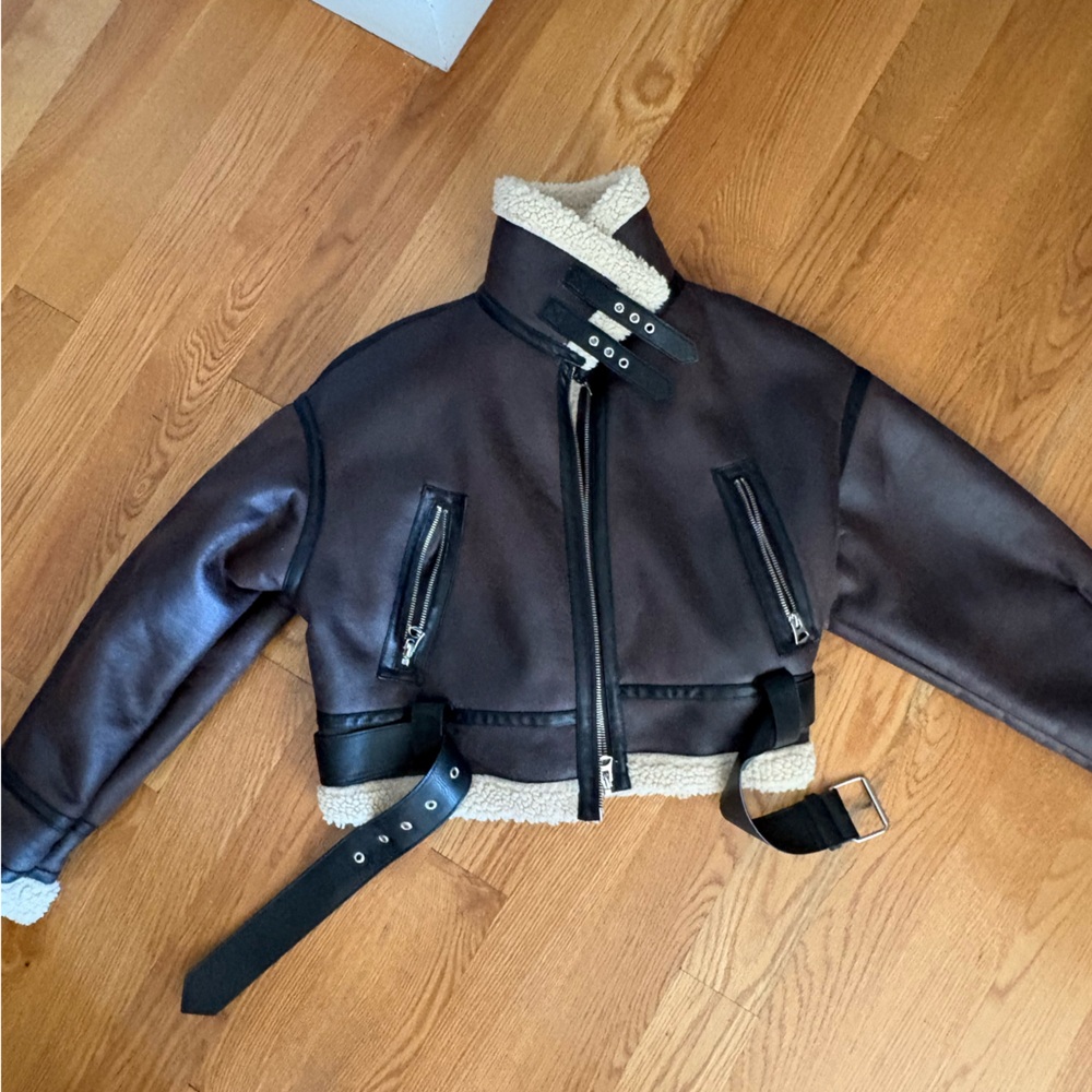 Zara leather shearling Jacket